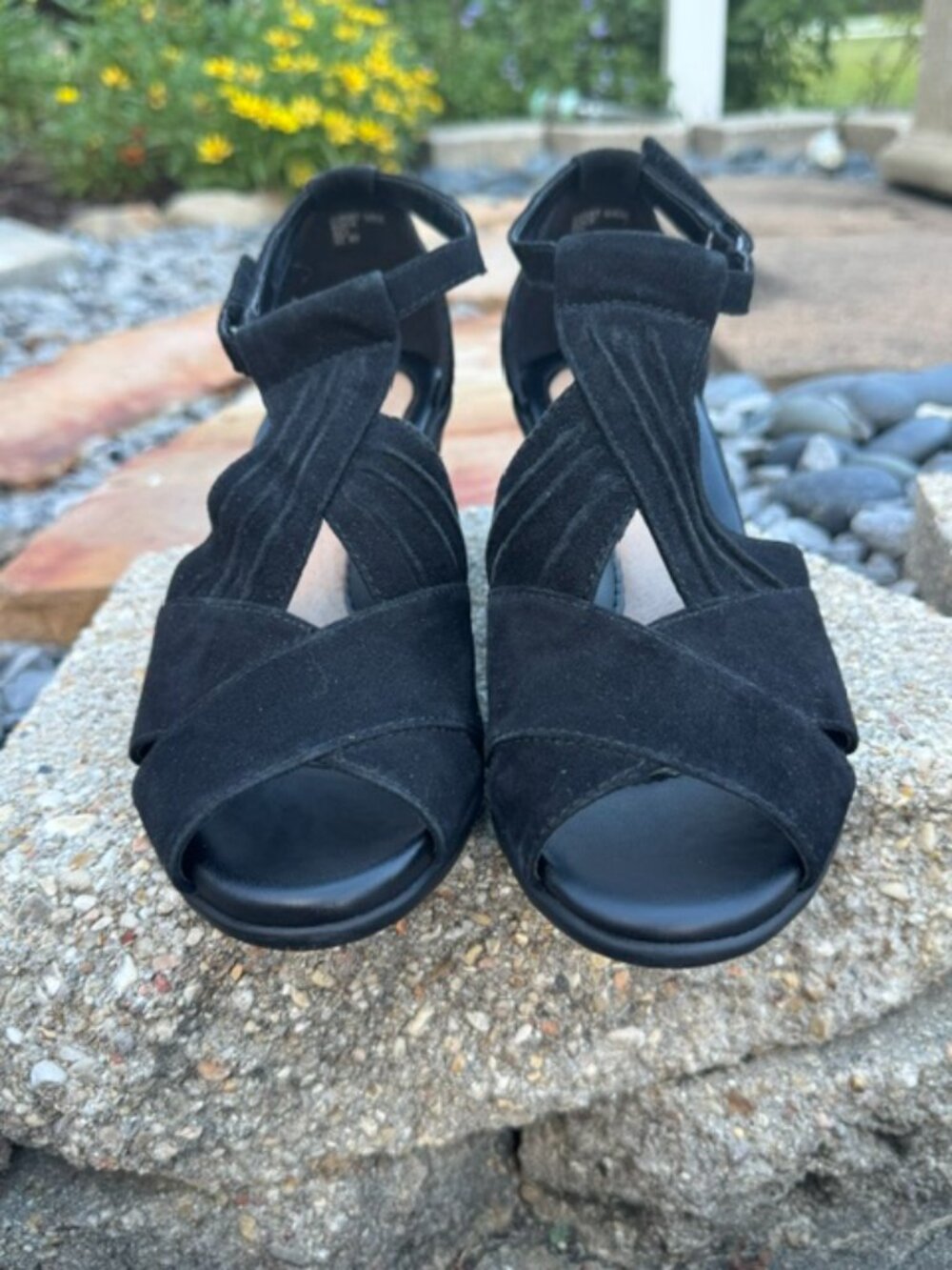 EARTH CURVET SUEDE WEDGE BLACK 6 W